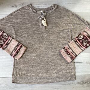 ANDTHEWHY 3 BUTTON DOWN SWEATER BROWN M NWT